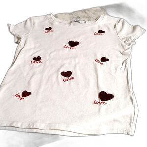 Valentine T Runway Paris Red Sequin Hearts & Embroidered Love Size S